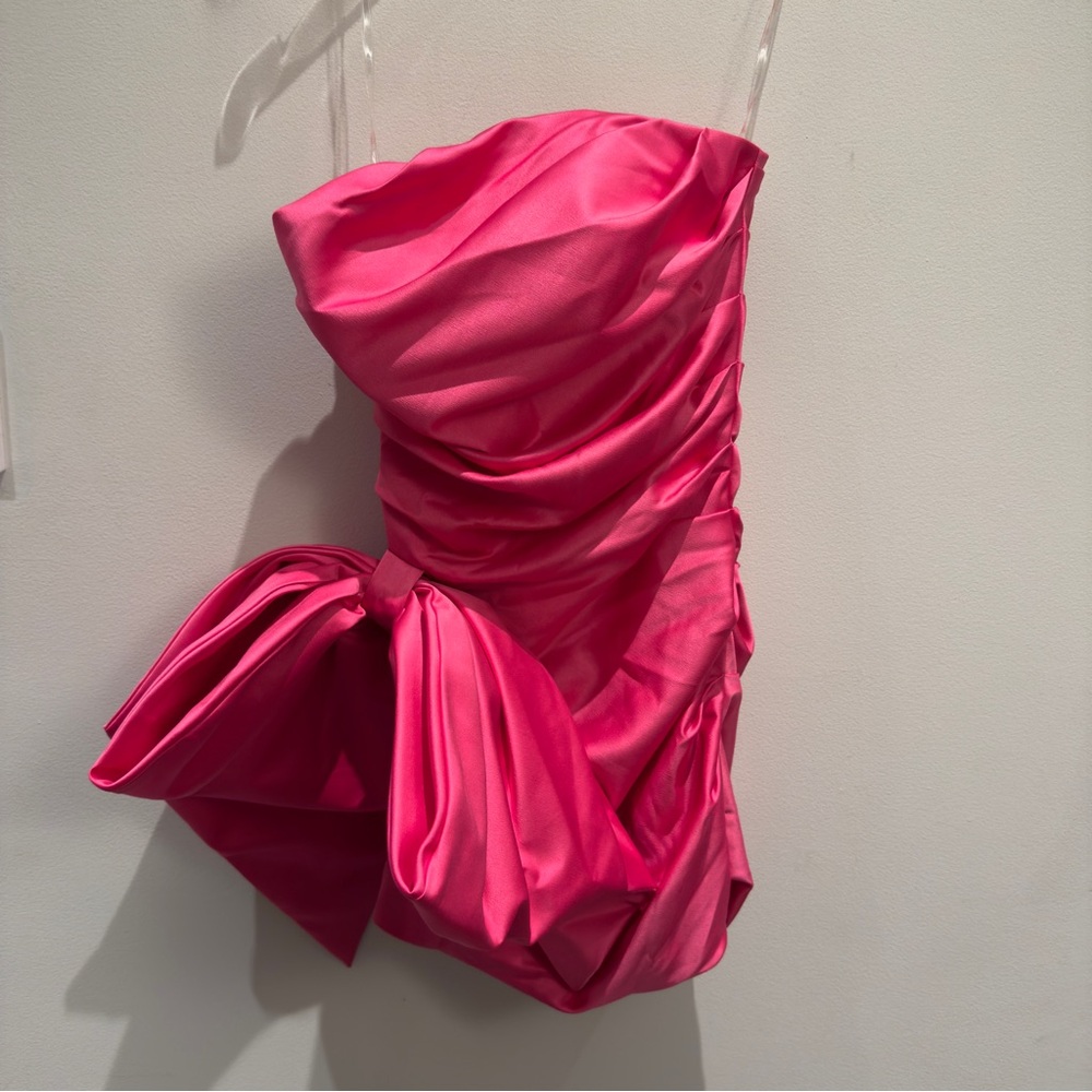 Hot Pink Strapless Bow-knotted Mini Dress Size XS - Picture 4 of 14